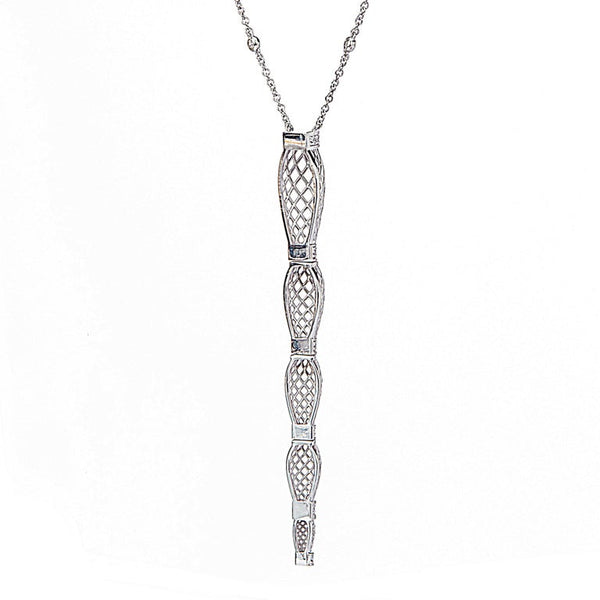 Yemyungji Diamond 0.41ct 18 Karat White Gold Curved line Chain Pendant Necklace