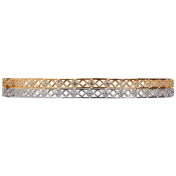 Yemyungji Diamond 18 Karat Yellow Gold White Gold Bangle Bracelet Set