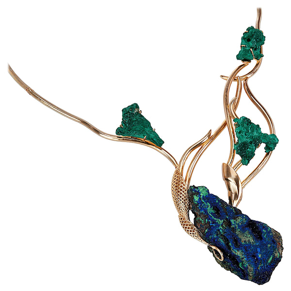 Yemyungji Mineral Collection Malachite 18K Yellow Gold Birth of Life Necklace