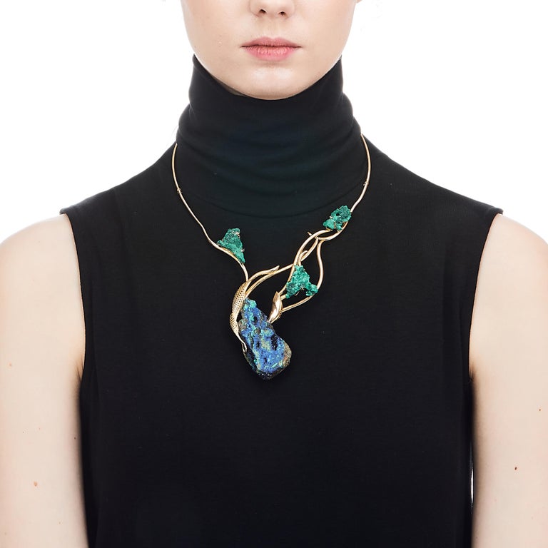 Yemyungji Mineral Collection Malachite 18K Yellow Gold Birth of Life Necklace