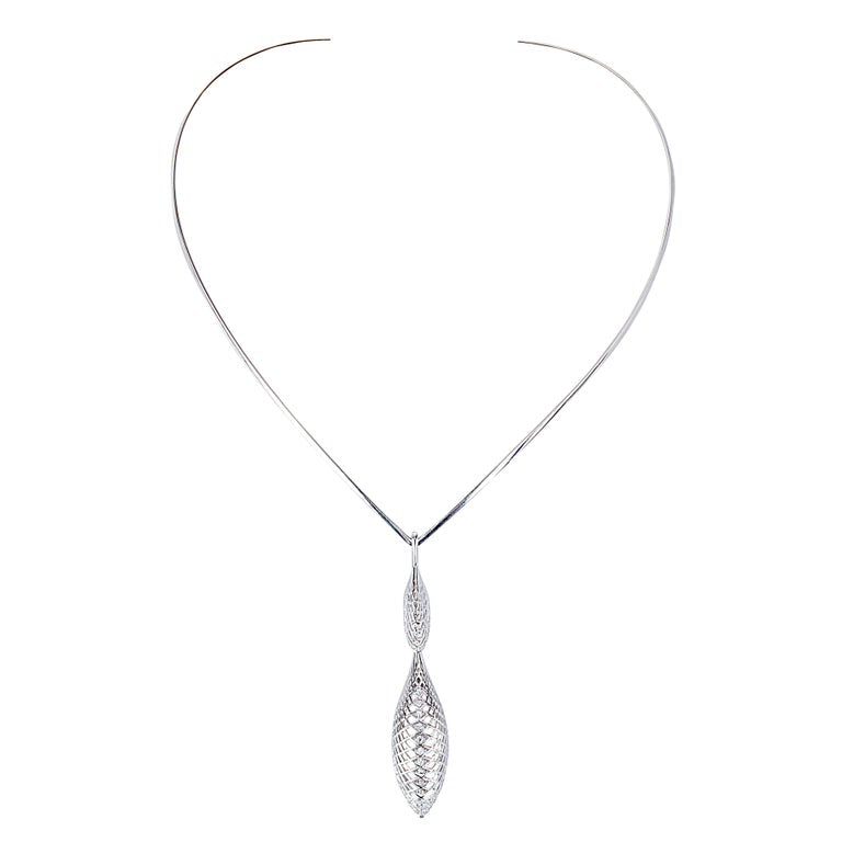 Yemyungji Diamond 18 Karat White Gold Wing Choker Necklace