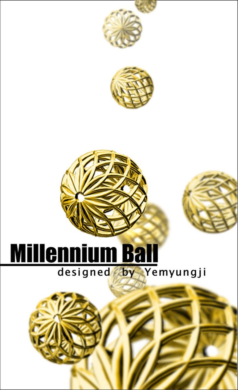 Yemyungji Diamond 18 Karat White Gold Millennium Ball Chain Drop Earrings